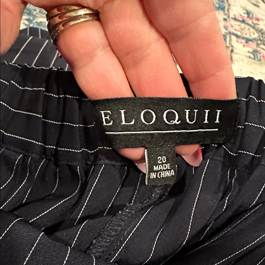 Eloquii Dark Navy Blue Pinstripe Suiting Style Joggers Pants Trousers Size 20 - Image 6