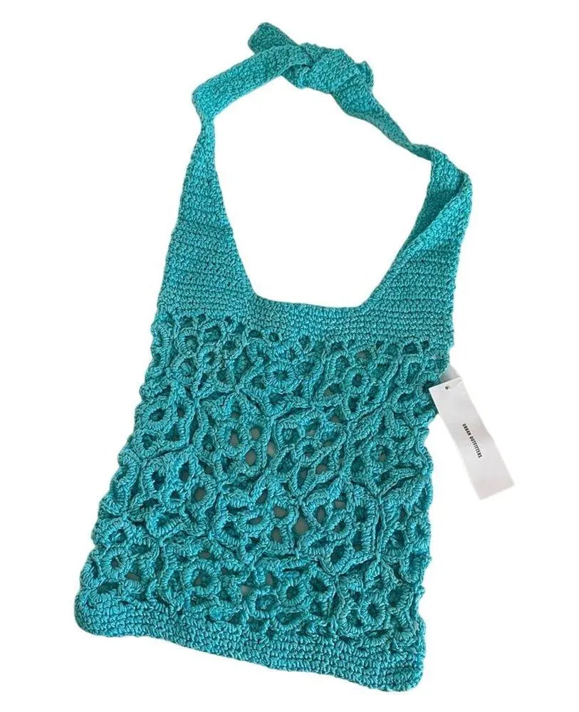 Urban Outfitters Monaco Blue Raffia Hobo Beach Vacation Bohemian Style Bag NWT - Image 3