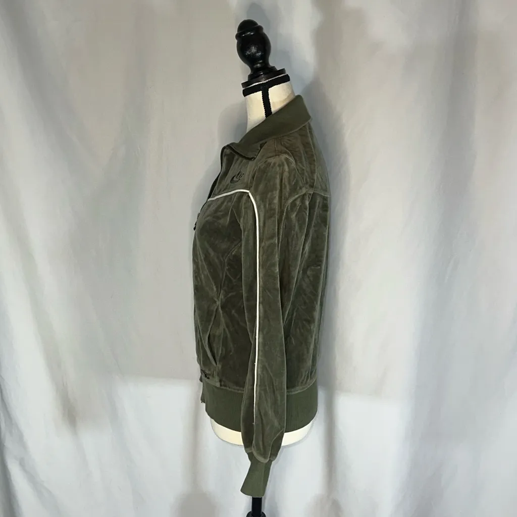 Nike • Vintage Sportswear Track Jacket Womens Large Gray Velour Velvet Full Zip - Image 2