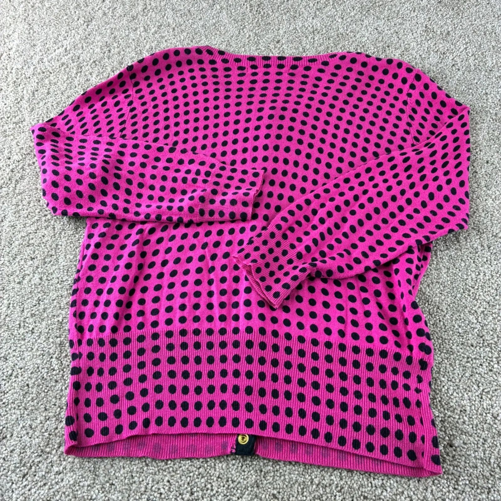 Ellen Tracy Pink & Black Polka Dot Button Cardigan Sweater Womens Size S Career‎ - Image 6