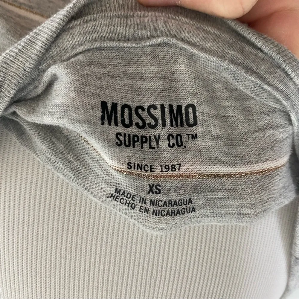 Mossimo Supply Co Grey Striped Cotton/Polyester T-shirt - Image 3