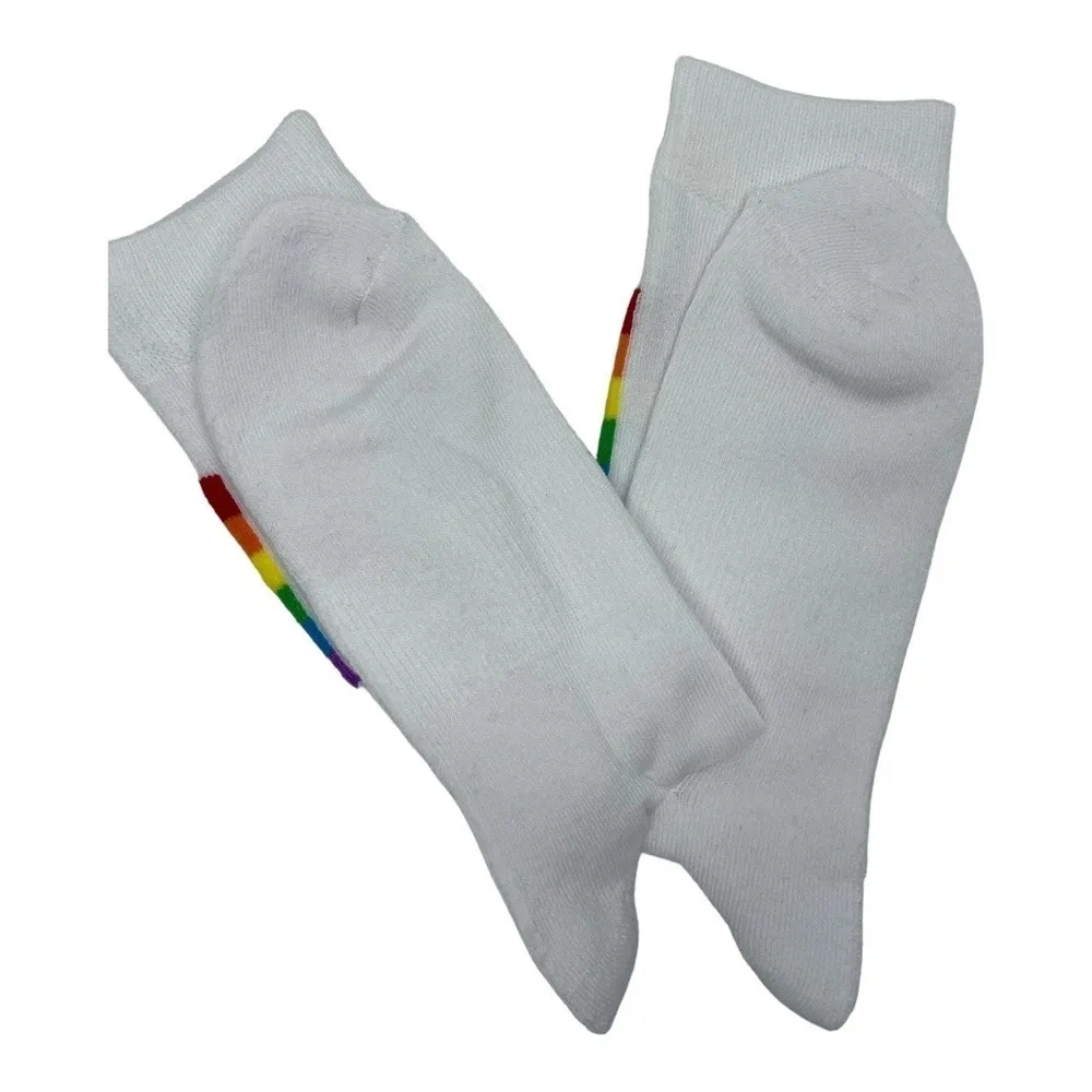Shop Sock Talk Women's Rainbow Pride “EQUALITY” Festival Crew Socks NEW Red - Image 4