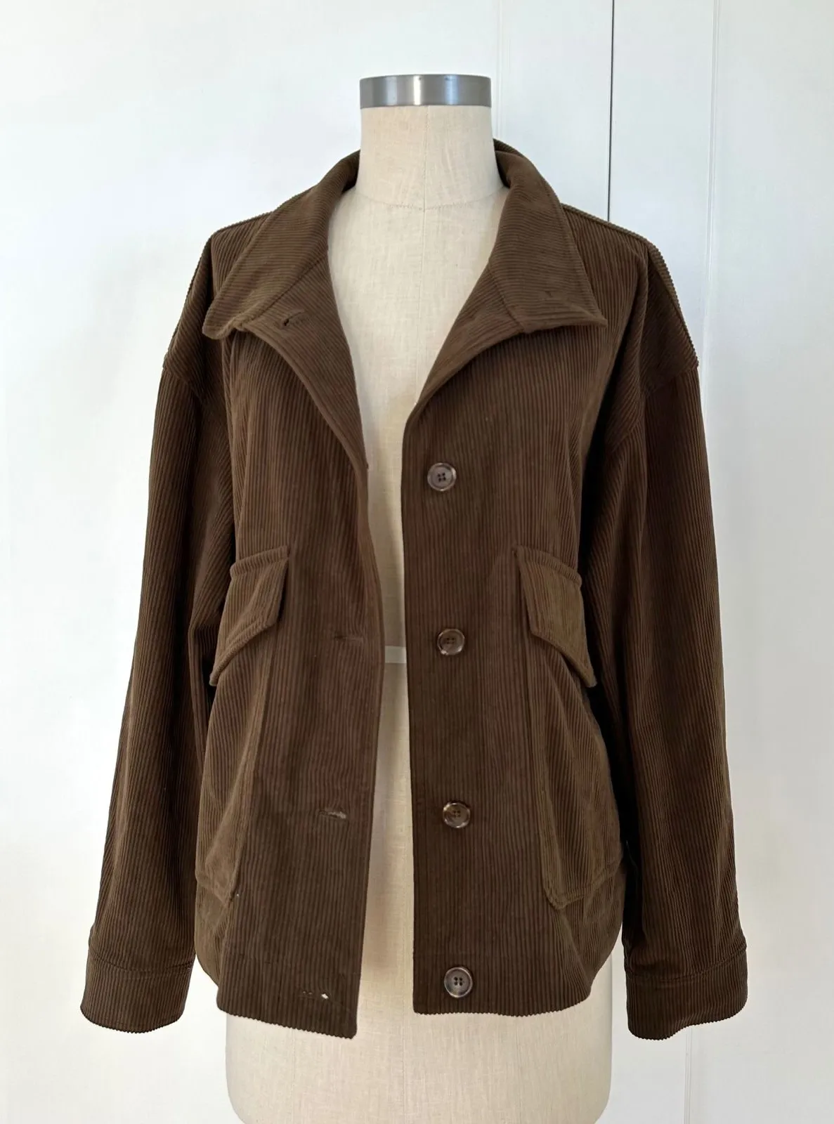 Avec Les Filles Corduroy Cropped Jacket Chocolate Brown L Anthropologie Western - Image 1