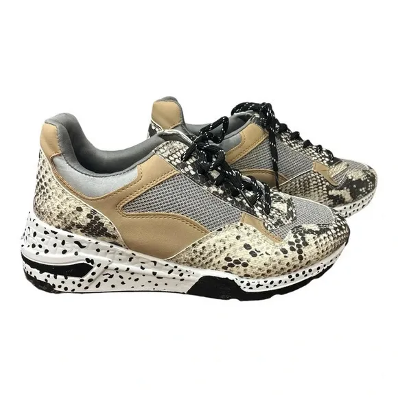 Steve‎ Madden Bena Snake Print Collage Wedge Leather Sneakers Women Size 8.5 - Image 8