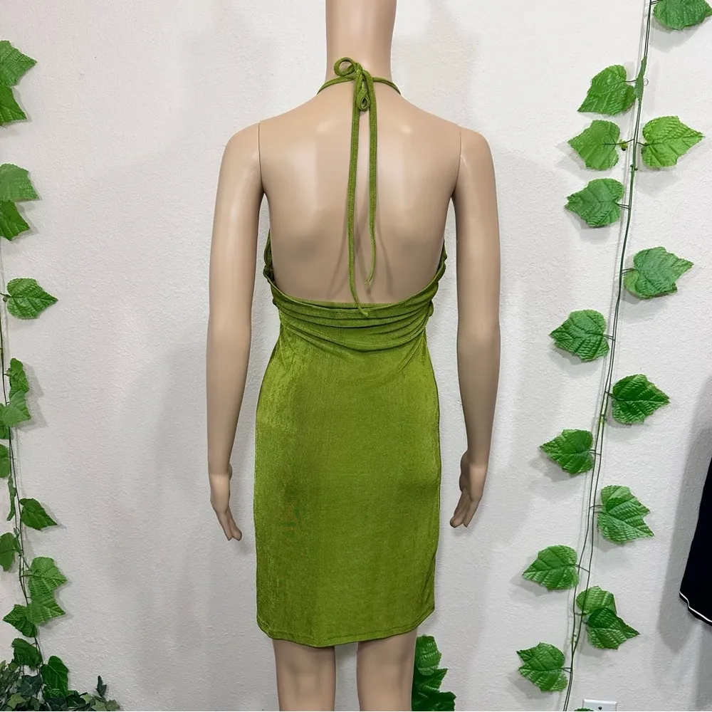 Lime Green Cutout Club Bodycon Dress New Size undefined - Image 7