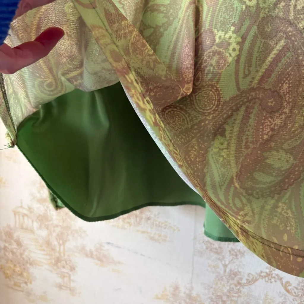 Vintage 90s y2k fairy Faded Glory green paisley sequin babydoll 3/4 sleeve top Size XL - Image 5