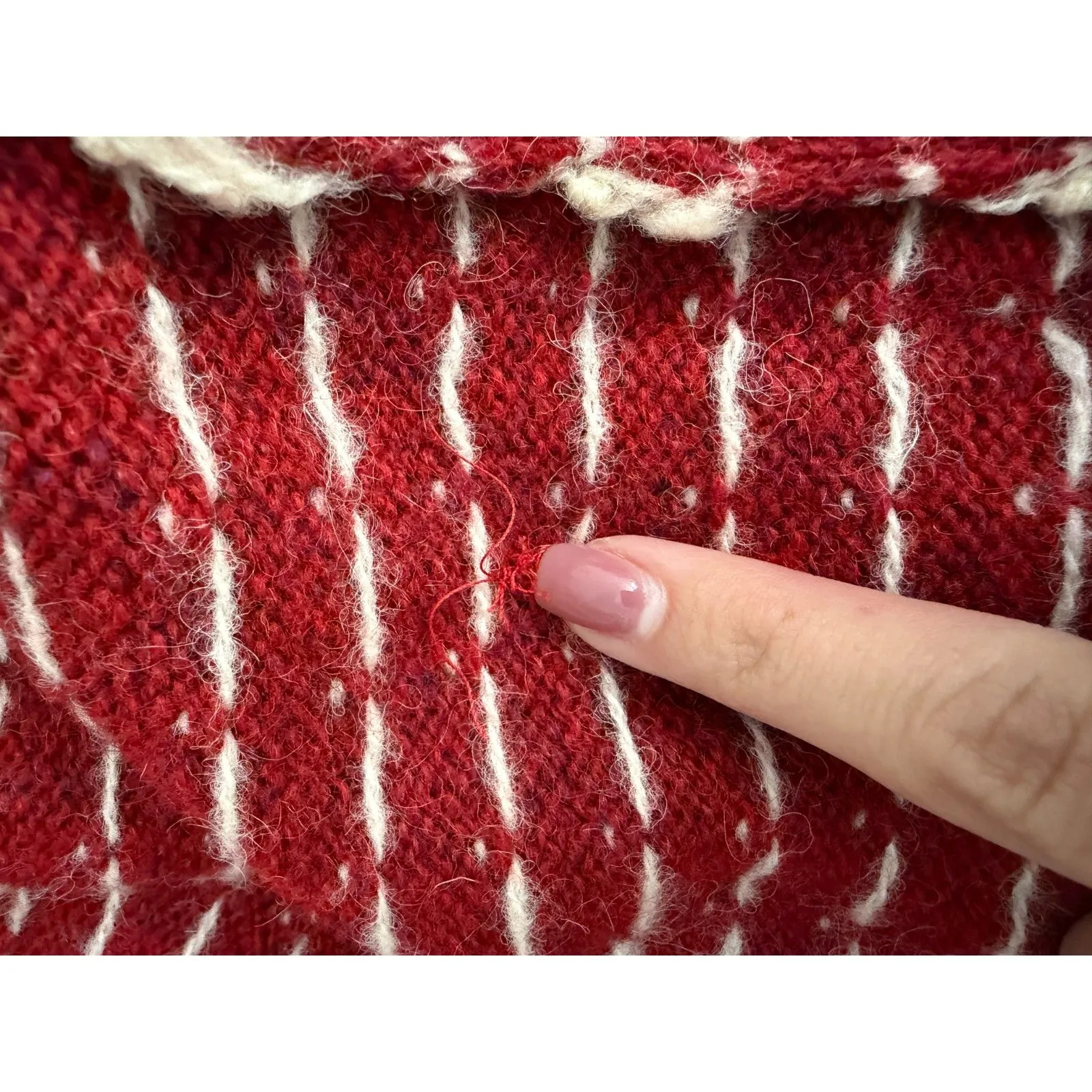 Woolrich Vintage Wool Winter Tree Red Fair Isle Zip Cardigan Women's Size Small - Image 4