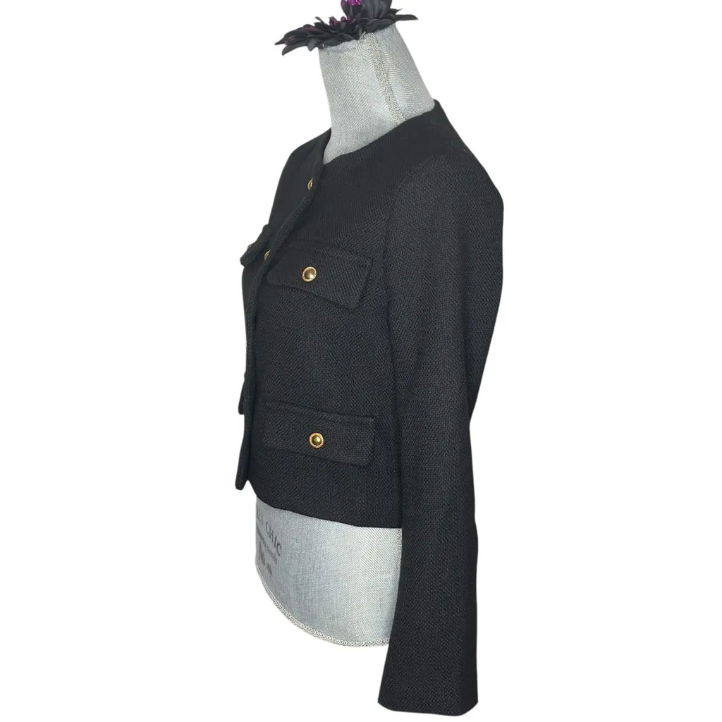 Commense Vintage Button Tweed Jacket Black Blazer with Gold Buttons size XS - Image 4
