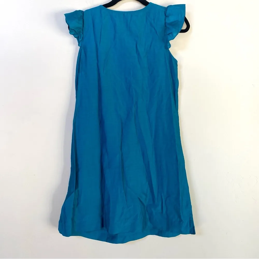 Calypso St. Barth’s teal blue flutter sleeve tunic shift dress Size Small - Image 4