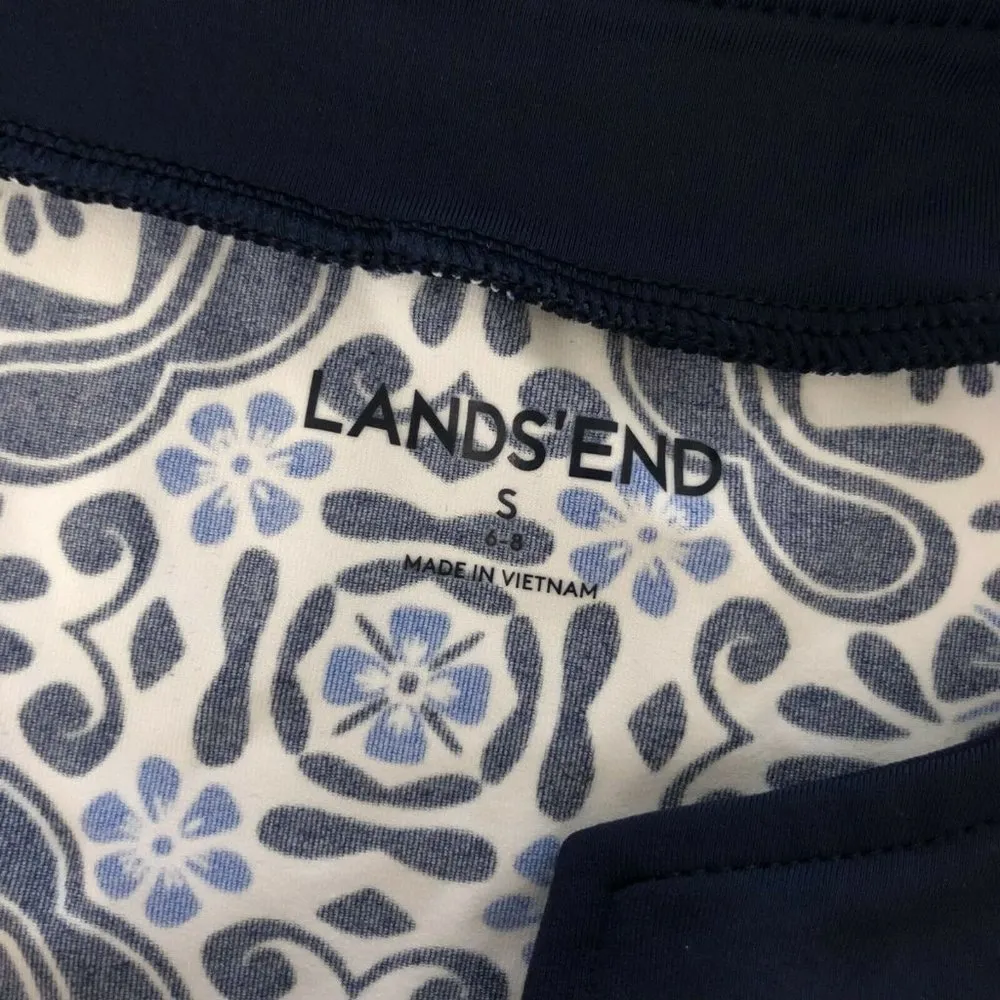 Lands End Swim Top Tunic Cover Up Long Sleeve V Neck Navy Blue S 6-8 - Image 3