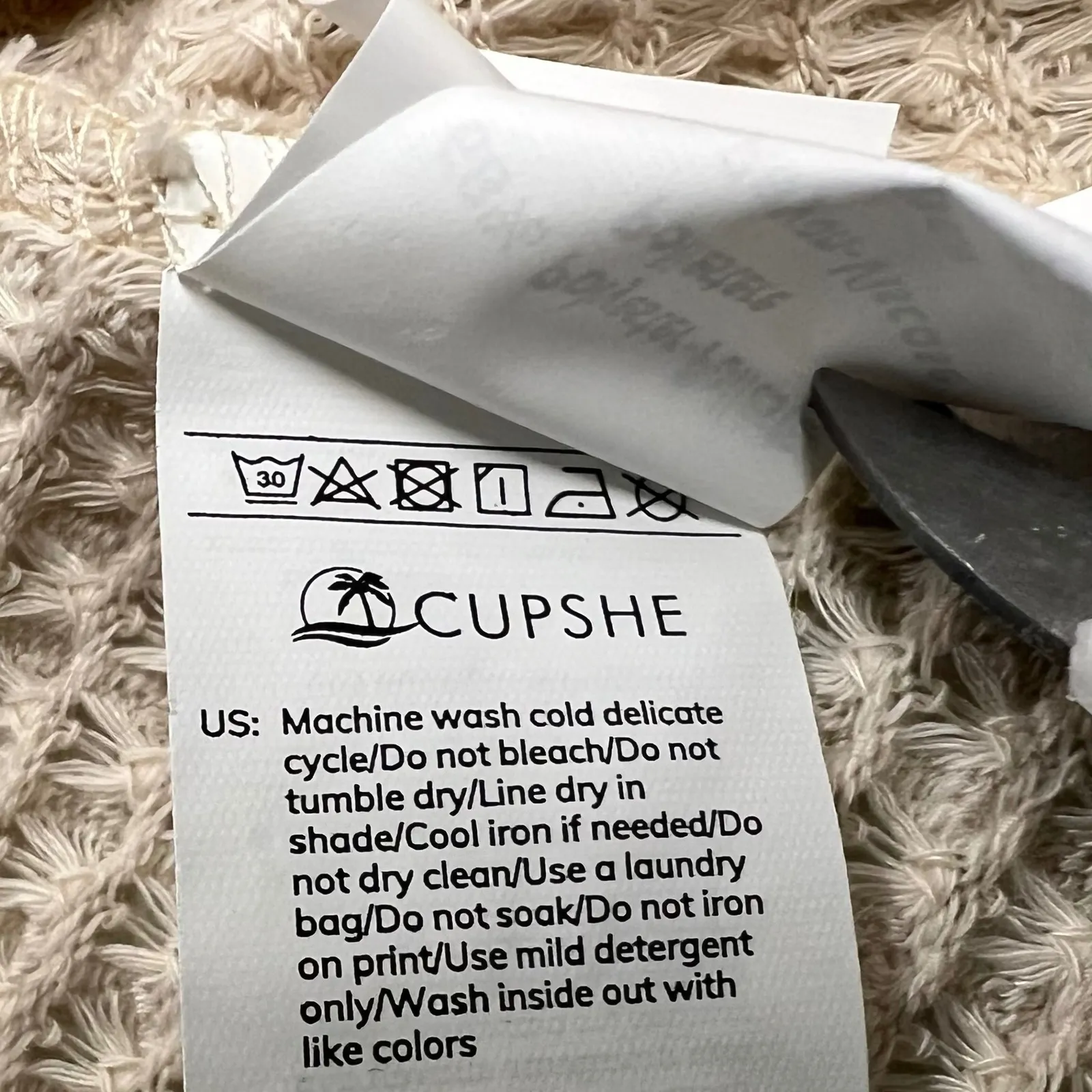 CUPSHE Women's Beige Beach Cover Up‎ Waffle Knit Hem Twist Size Medium - Image 9