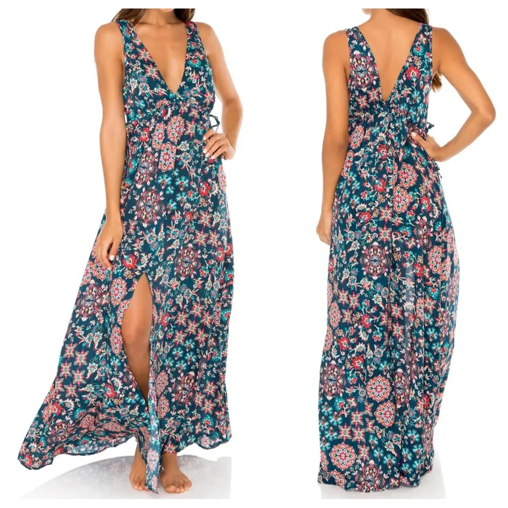 Luli Fama Cordoba V Neck Long Dress Maxi Size Extra Small XS - Image 12