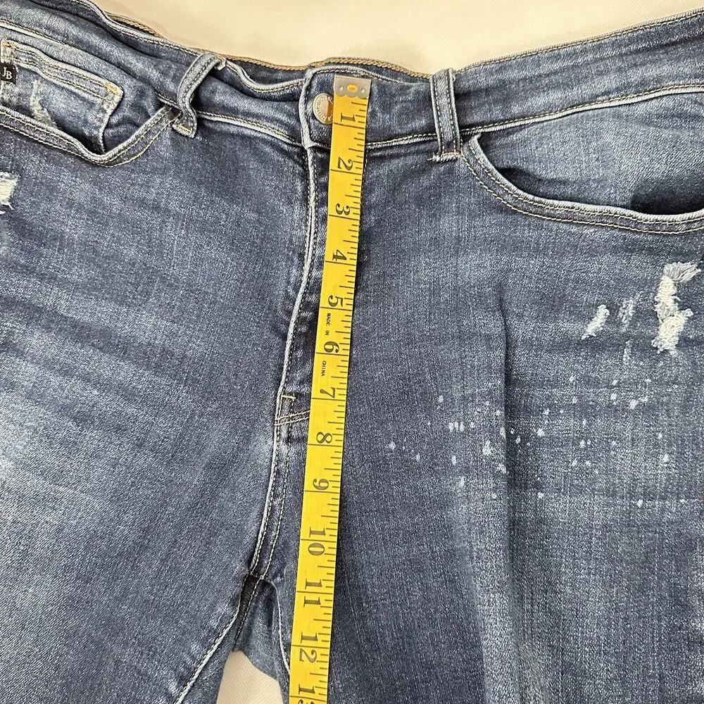 Judy Blue Jeans Womens 18W Distressed Bleach Splatter Boyfriend Fit Denim - Image 6