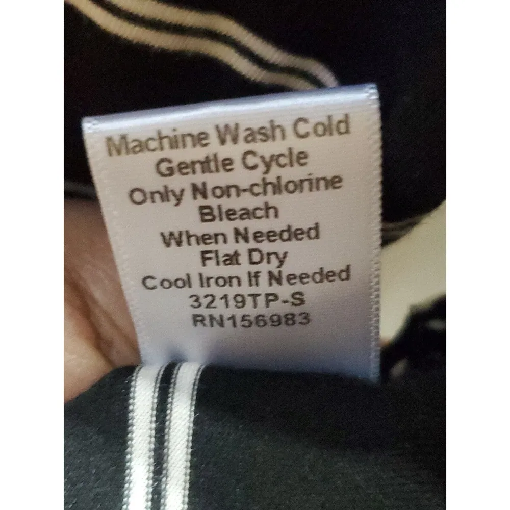 Peyton Jensen Women's Black & White Modal Round Neck Long Sleeve Top Blouse M - Image 9