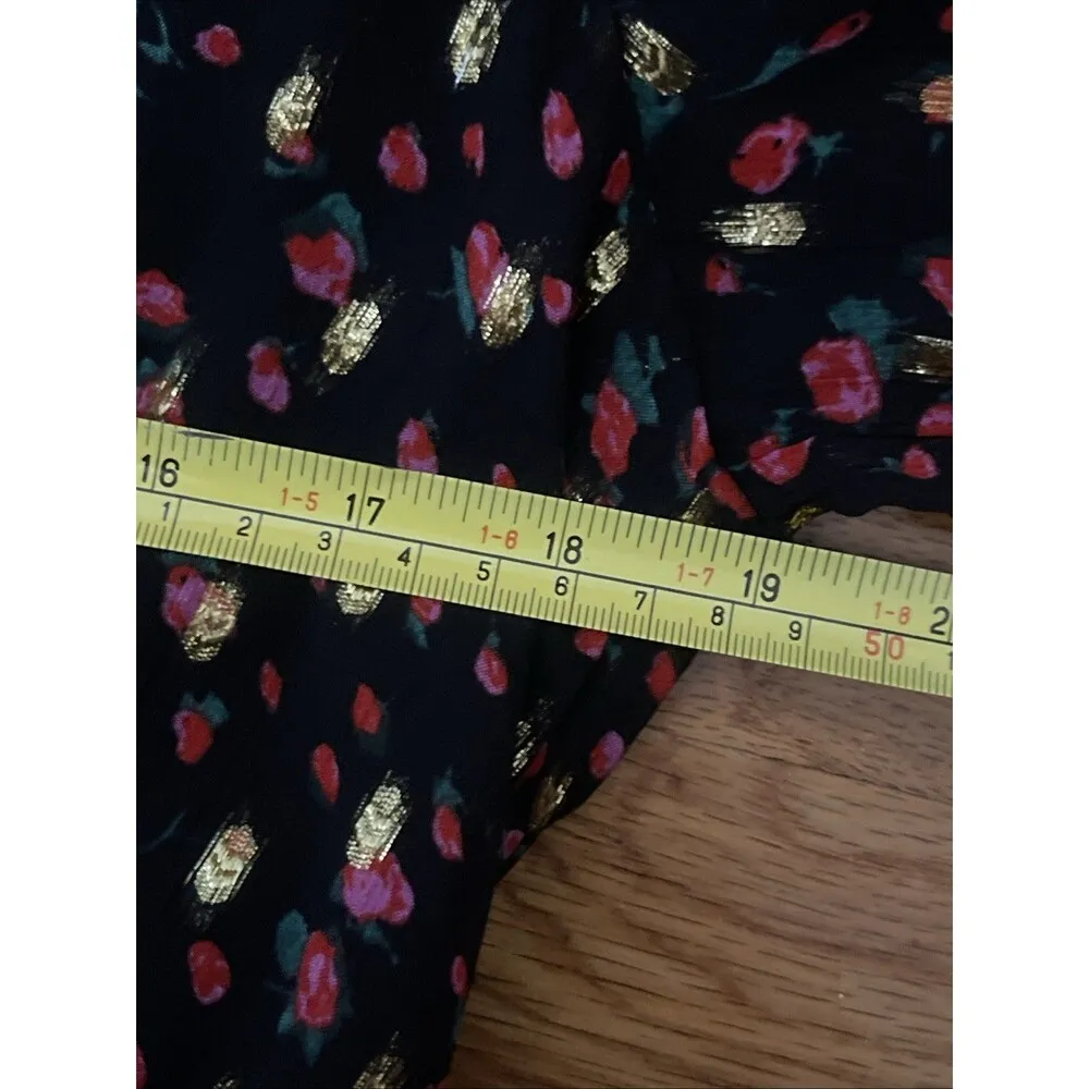 J.CREW Ruffle Collar Mini Dress Size 12 Black Gold Red Party Holiday Fancy Glitz - Image 5