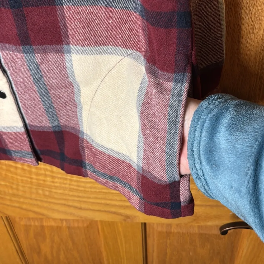 HFX Women’s Plaid Flannel Shirt Jacket Red Snap Button Size Large Oversized - Image 2