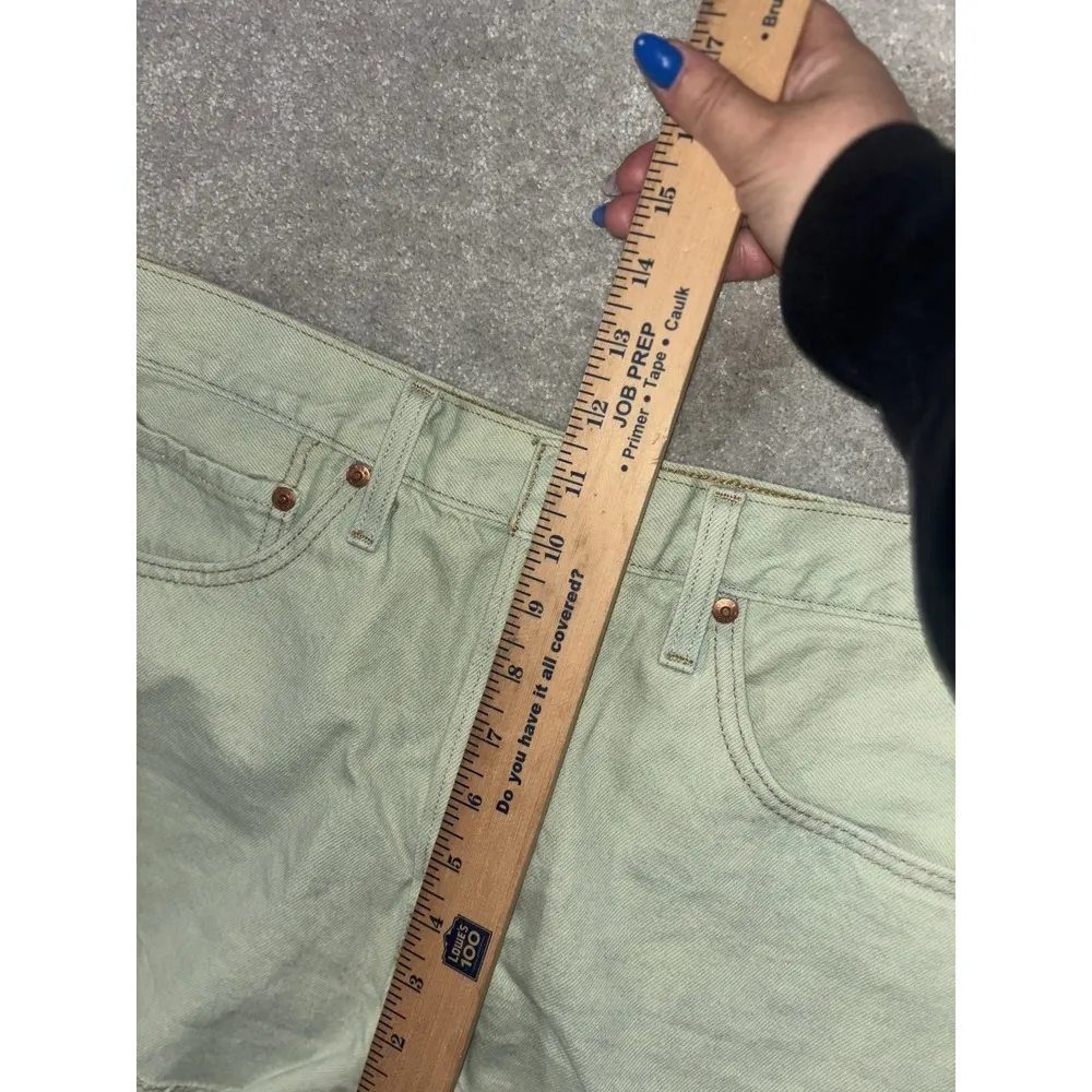 Levis Shorts Women 31 501 Button Fly Cut Off Distressed Denim Fray Green Premium - Image 7