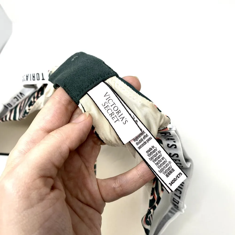 Victoria's Secret Green Pink Zebra T-shirt Lightly Lined Wireless Bra 34DD - Image 6