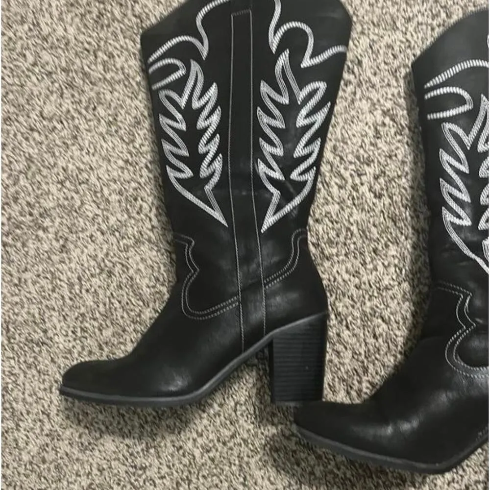 NWT TORRID Tall Shaft Heeled Western Boot Black Size 6 Wide Calf Country - Image 7