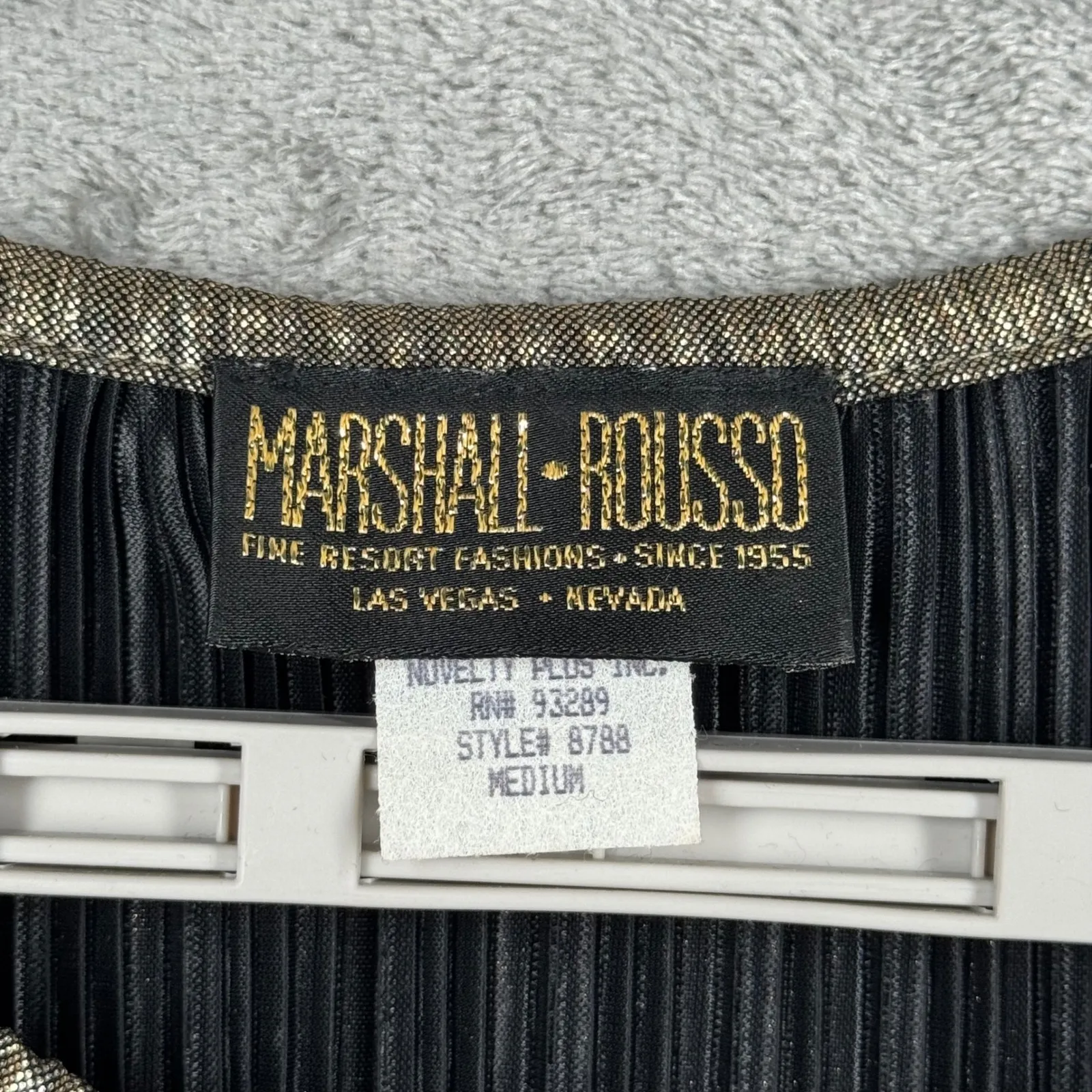 Marshall Rousso Blouse M Gold Plissé Pleated Metallic Disco Glam Party Y2K Chic Size M - Image 5