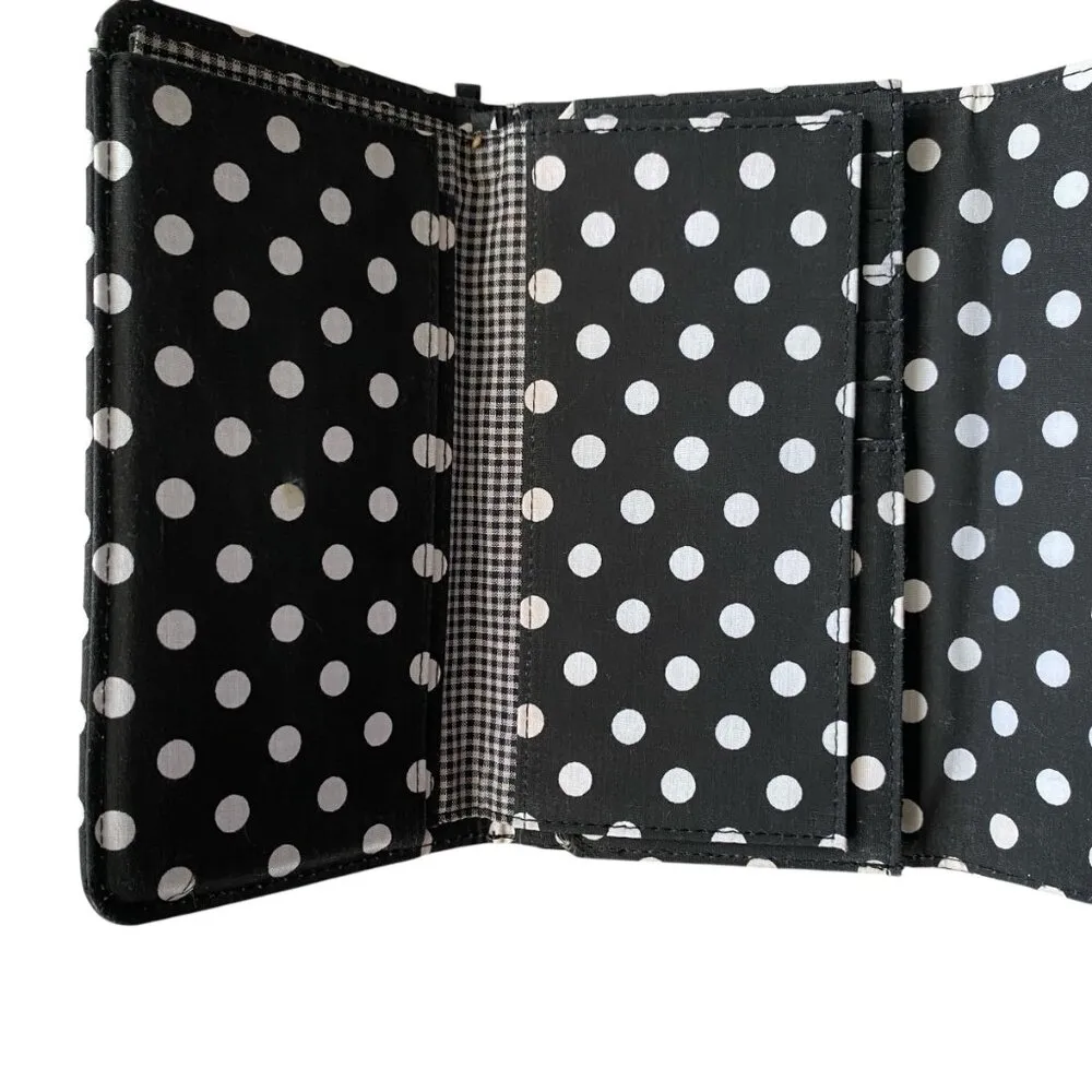 women's black white floral paisley folding wallet cards checkbook - Image 5