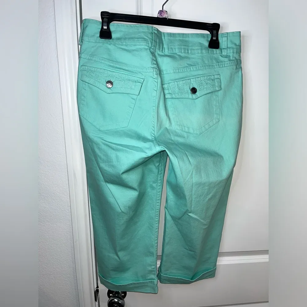 Lee Riders Teal Turquoise Cropped Active Wear Casual Pockets Capri Pants Sz 10M - Image 6