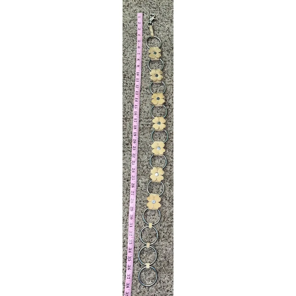 Retro Hippie Floral Suede Chain Belt Boho Festival Western Used Womens 38” - Image 8