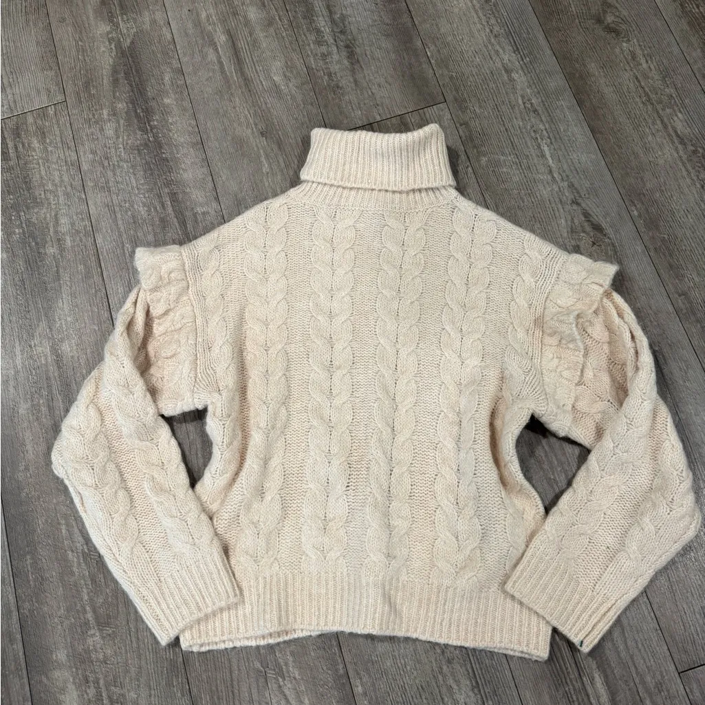 Joe's Jeans Cream Cable Knit Turtleneck Sweater - Image 4