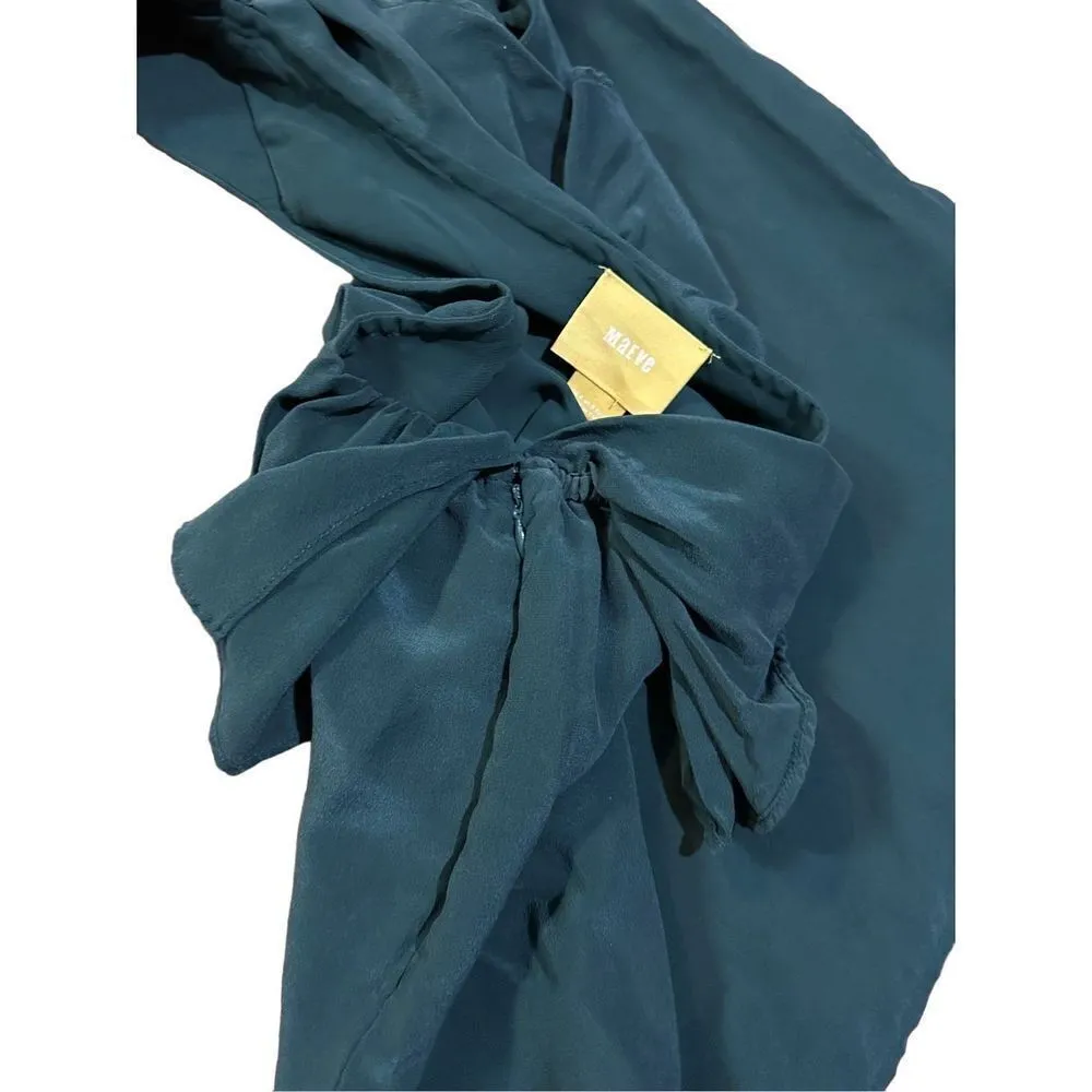 Maeve Anthropologie Holly Silk Chiffon Ruffle One Shoulder Green Blouse sz 4 - Image 11