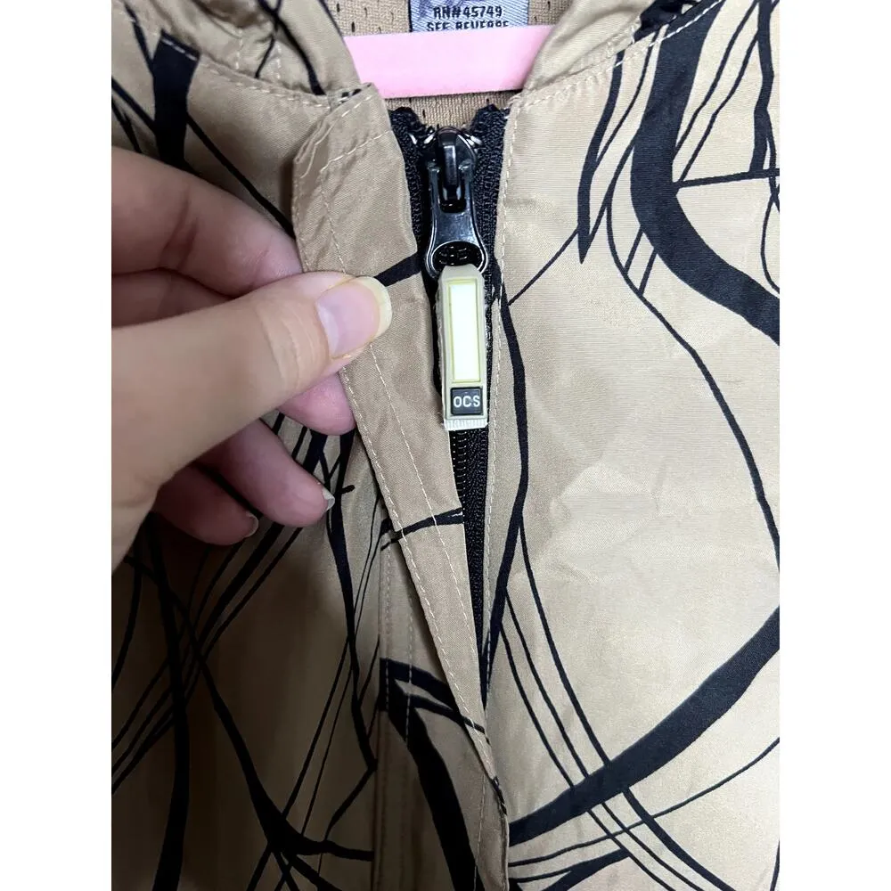 Oleg Cassini Lined Sport Windbreaker Jacket Unisex Size Large Patterned Neutral - Image 7