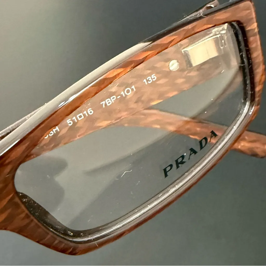 Prada  VPR 03H 7BP-101 Honey Brown Chevron 51-16-135 Rectangular Eyeglass Frame - Image 7