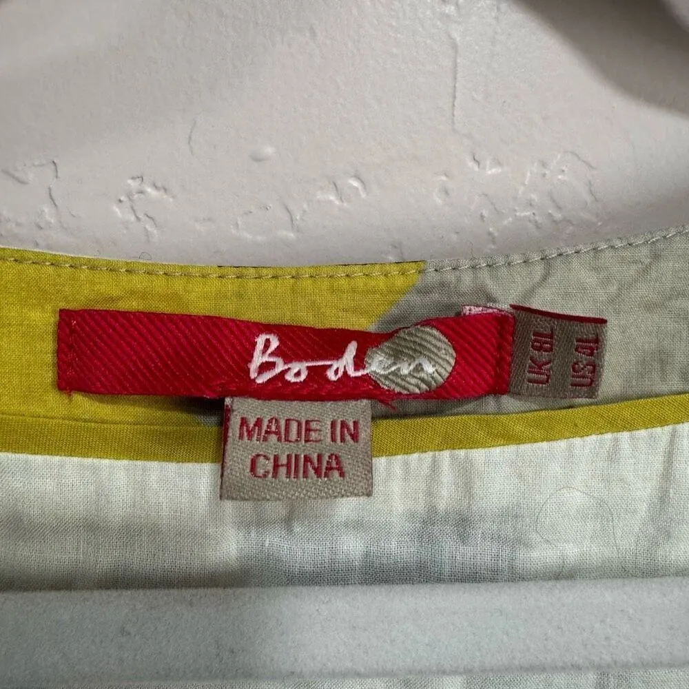 Boden Beige & Yellow Floral Short Sleeve Sheath Dress 8 Long Gray - Image 8