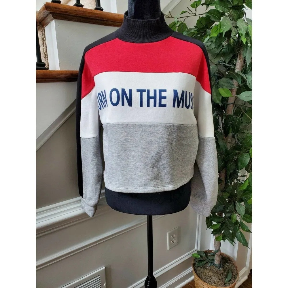 Zara Trafaluc Women's Multicolor Polyester Mock Neck Long Sleeve Top Size Small - Image 9