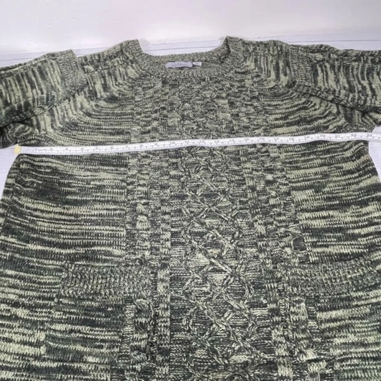 Jason Maxwell  Green Cable Knit Short Sleeve Sweater 2X - Image 5