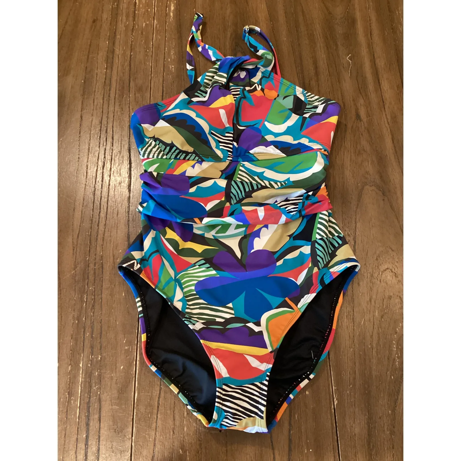 Bleu Rod Beattie the Mix High-Neck Mio One Piece tropical print Swimsuit 6 NWT - Image 2