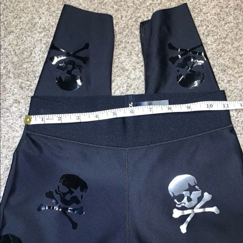 NWOT Ultracor x Soulcycle high knockout patent nero silver pop skull leggings sm - Image 6