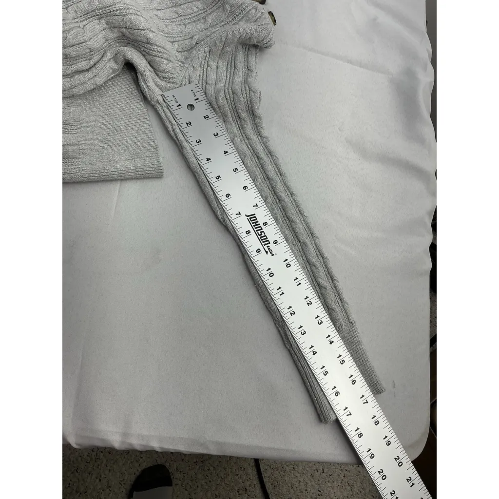 Womans Charter Club Long Sleeve Pullover Sweater Medium Silver Sparkly Mock Neck - Image 8