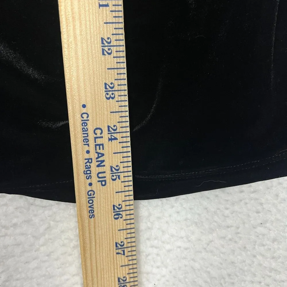 Lauren Ralph Lauren Womens Black Velvet Velour Top XL Lace Trim Whimsigoth Vamp - Image 7