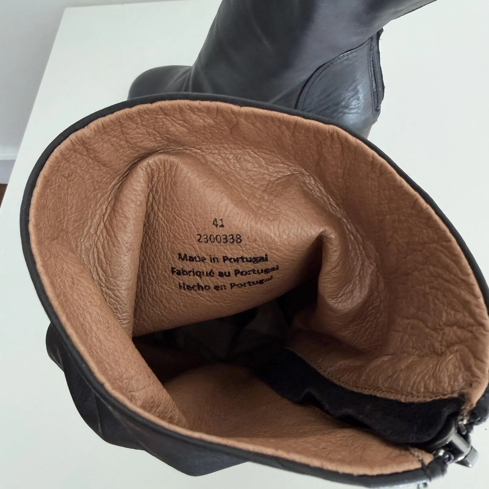 Free People Elle Slouch Boots Women 10 Black Leather High Block Heel Zip Booties - Image 10