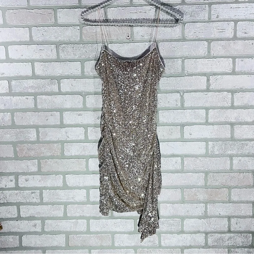 Likely Whitney Champagne Sequin Mini Dress Size 4 - Image 4