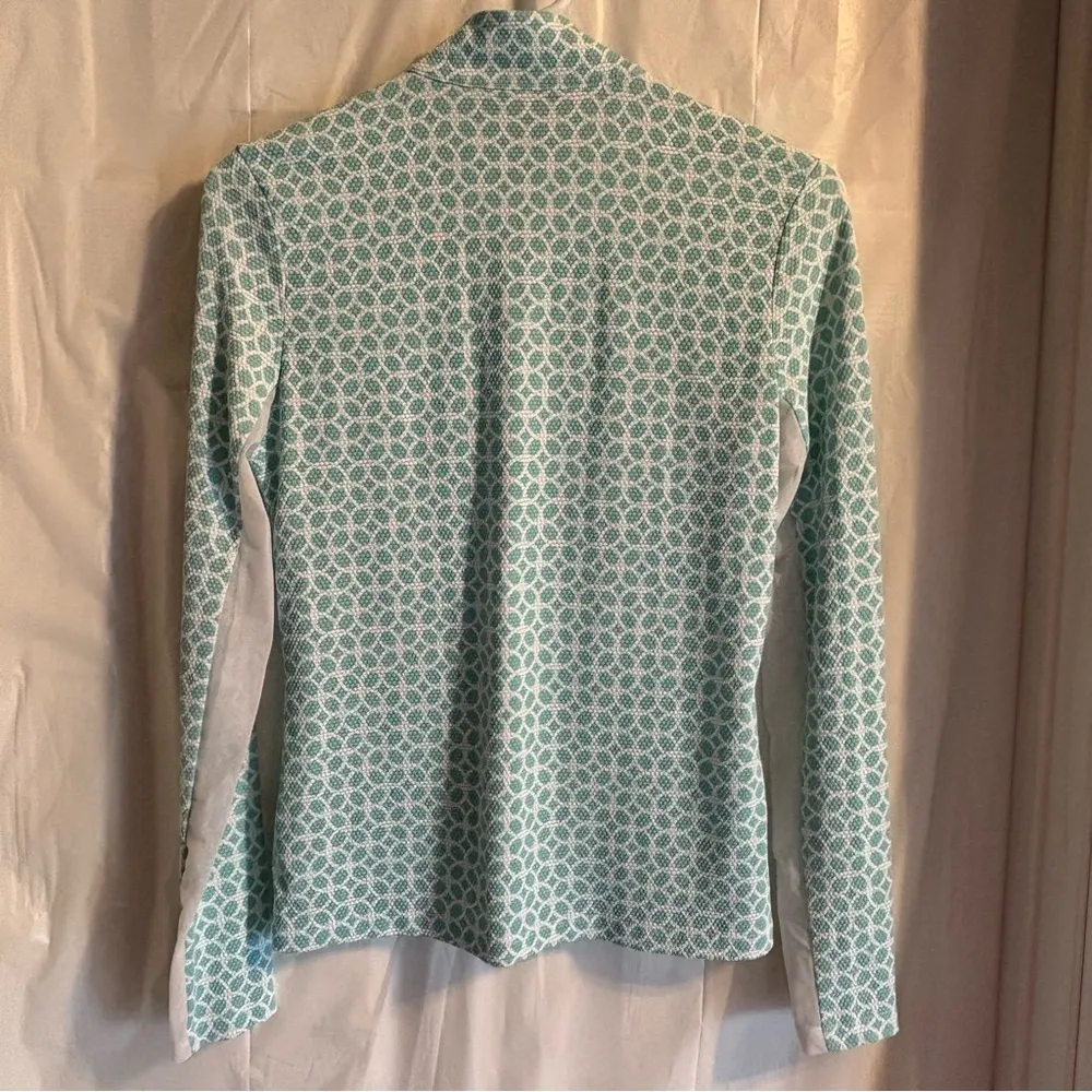 Tommy Bahama Women Top Sz XS Quarter Zip Mock Neck Mesh Panel Arms Aqua Layering - Image 3