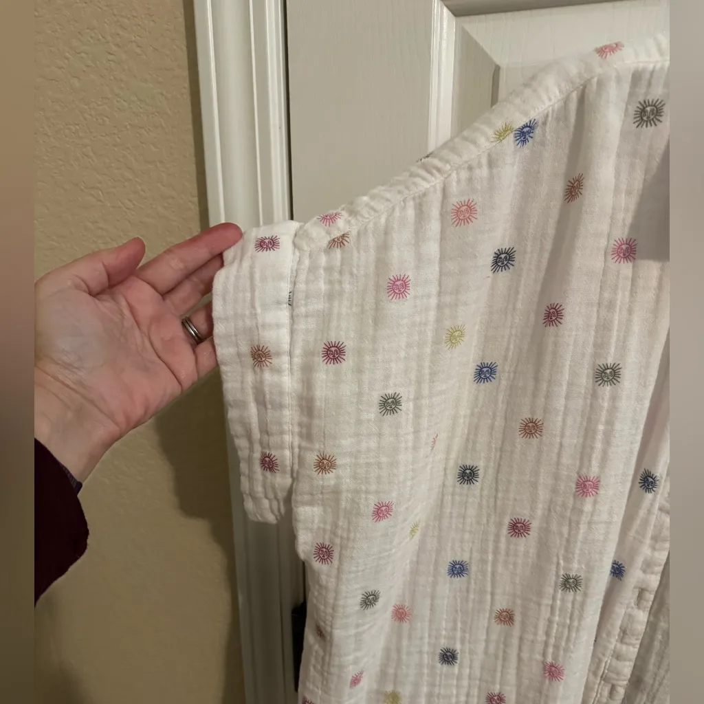 Sonoma Double Gauze Cotton Button Up Oversized Sunburst White Plus 1X - Image 4