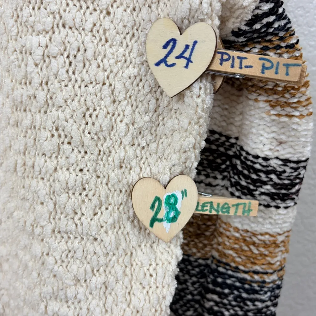 POL Cozy Striped Hooded Sweater Pullover Front Pocket - Medium Oversized - Image 4