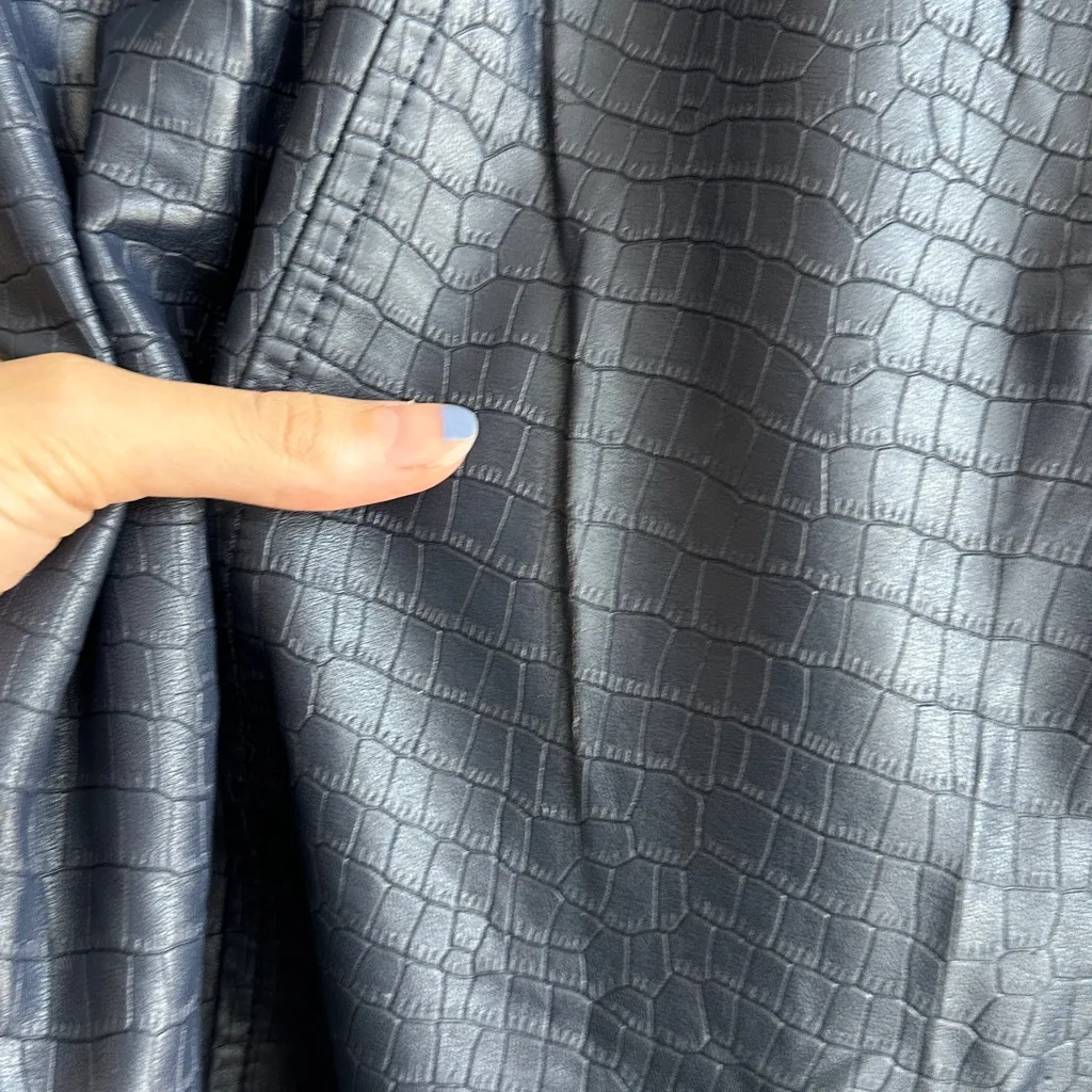 Oliver Bonas Croc Faux Leather Steel Blue Skirt, Size 10 - Image 14