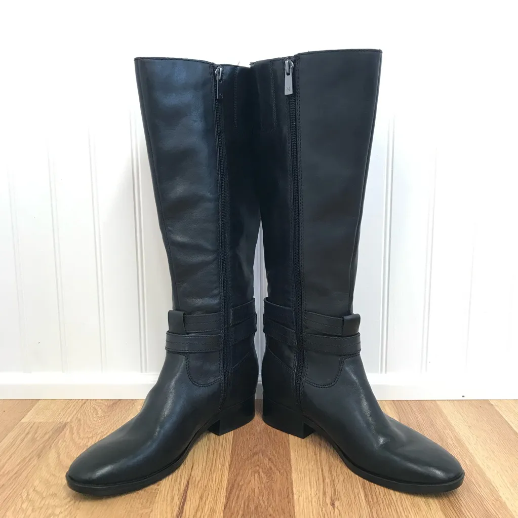 NATURALIZER Reid Black Leather Knee High Boots Size 6 Equestrian Fall Winter - Image 4