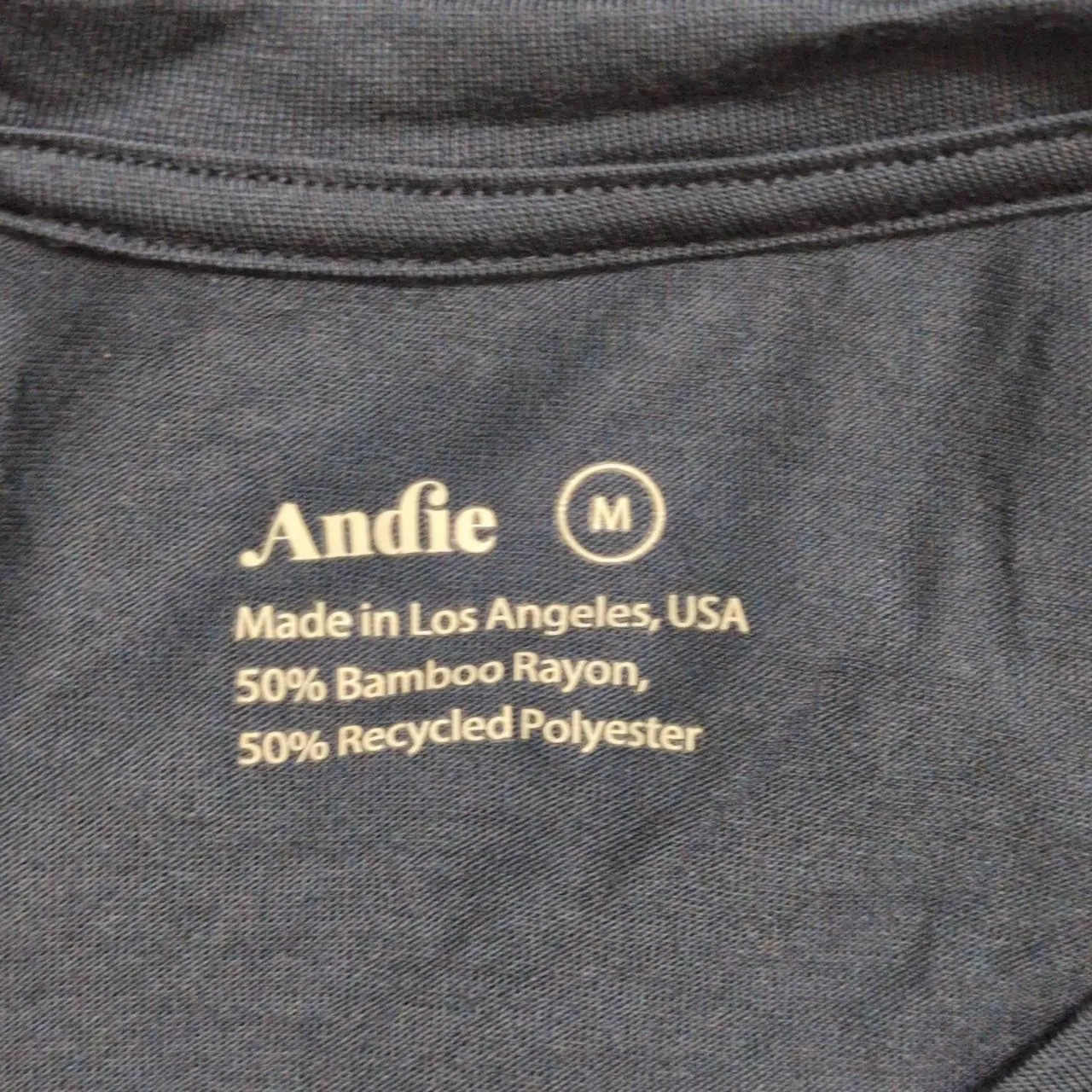 NWT Andie The Classic Tee Blue Sustainable Made In USA Crew Neck Casual M - Image 3