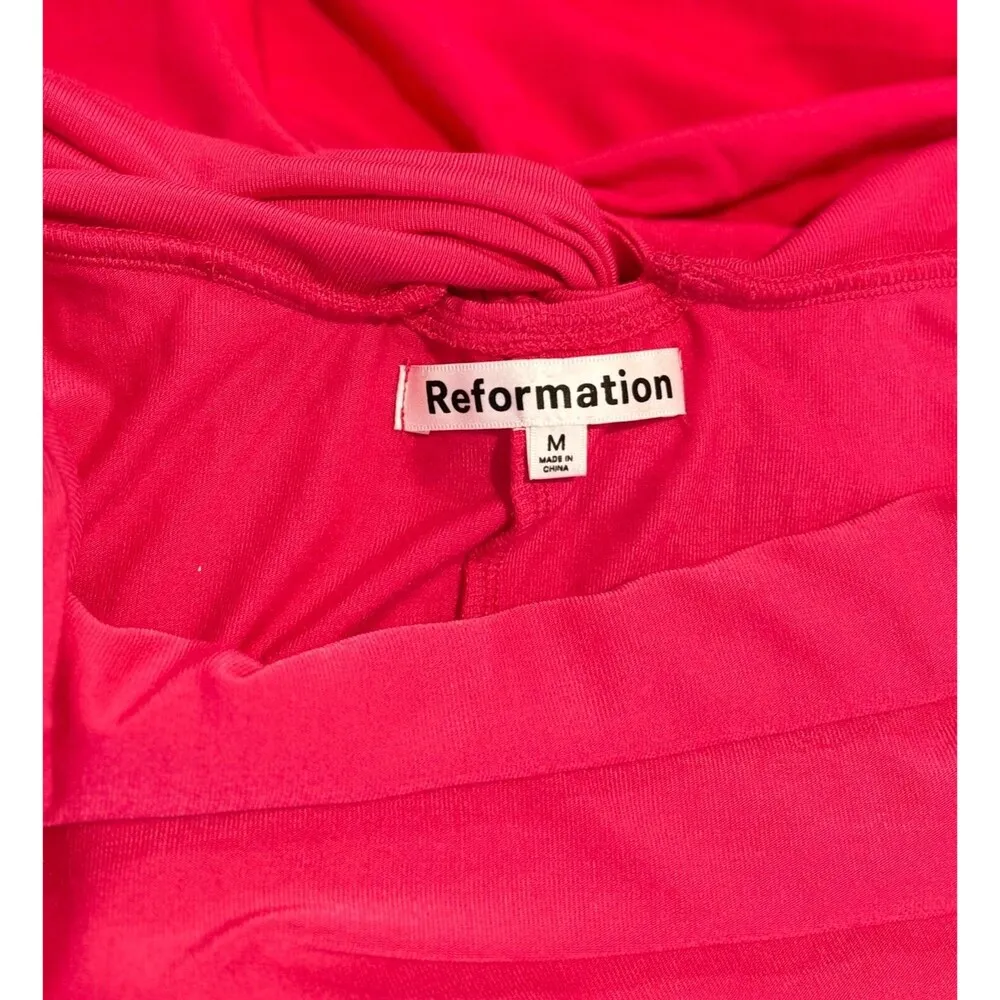 Reformation Womens Dress Pink Midi Tank Crossback Slip Cami Barbiecore Medium - Image 5