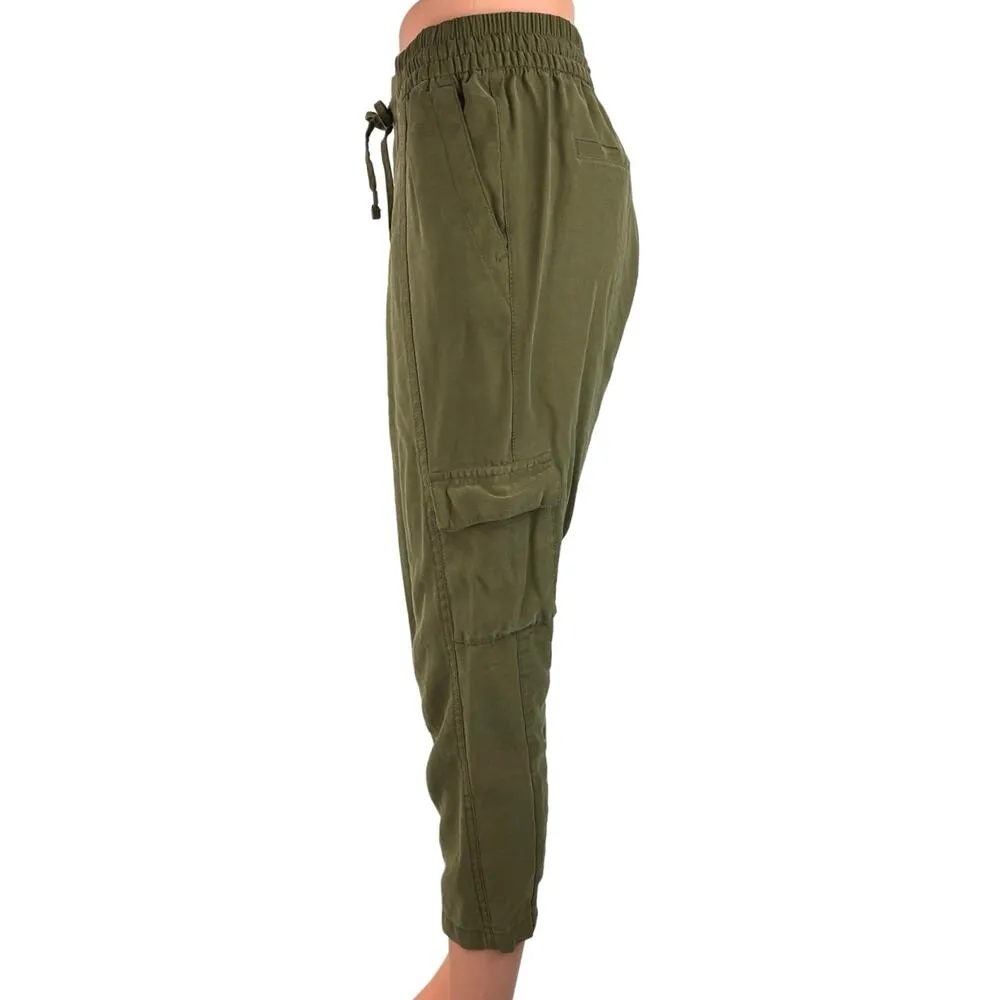 Old Navy Women Green Mid Rise Elastic Waist Drawstring Tapered Cargo Pants Sz XS - Image 2