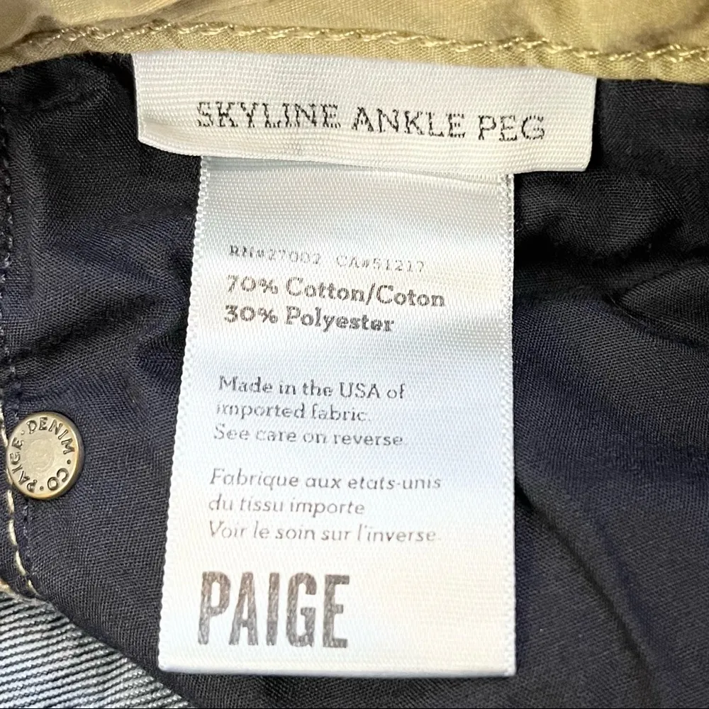 PAIGE Skyline Ankle Peg Low Rise Blue Denim Jeans 25 Dark Wash Non-Distressed - Image 11