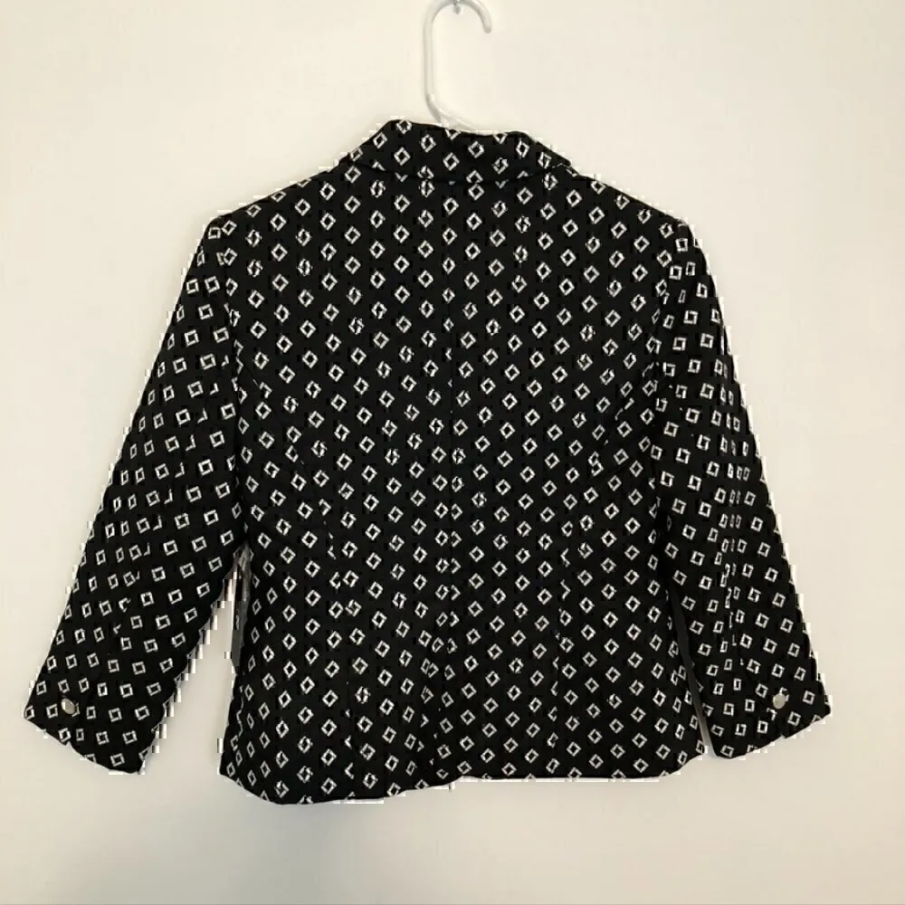 NEW NWT VINCE CAMUTO Desert Horizons Blazer Black White Geo Printed 3/4 Sleeve 2 - Image 9